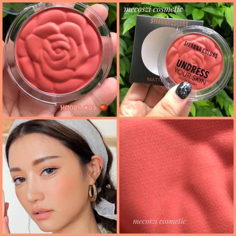 บลัชออนเนื้อแมทพิมลายกุหลาบ Sivanna Colors UNDERESS YOUR SKIN MATTE BLUSH