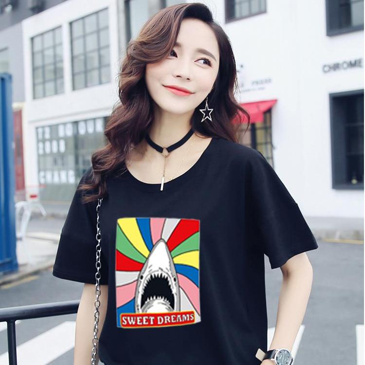 เสื้อยืด ผ้าเรยอน สกรีนลายฉลาม