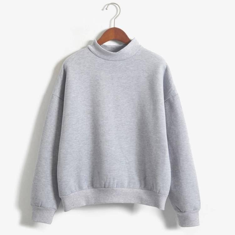 Tucky&Jiang เสื้อแฟชั่น คอกลม แขนยาว บุกันหนาว สีพื้น 009643