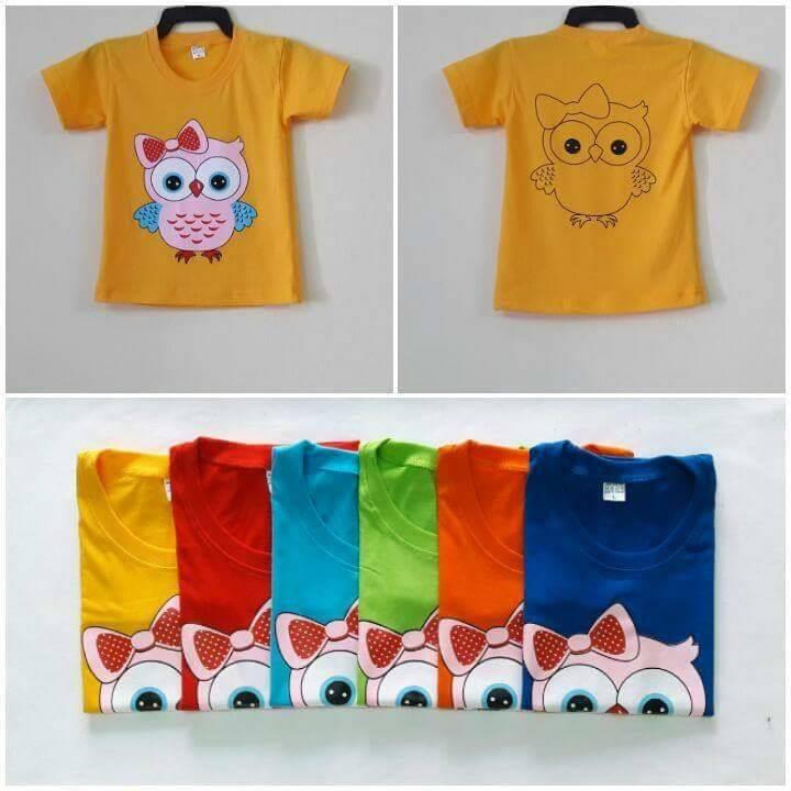 เสื้อยืดเด็ก คอกลม พิมพ์ลายการ์ตูนนกฮูก ผ้า cotton เนื้อผ้าดีใส่สบาย ( 1 ตัว)**หากลายที่ลูกค้าเลือกหมดทางร้านจะจัดส่งเป็นลายอื่นแทน**