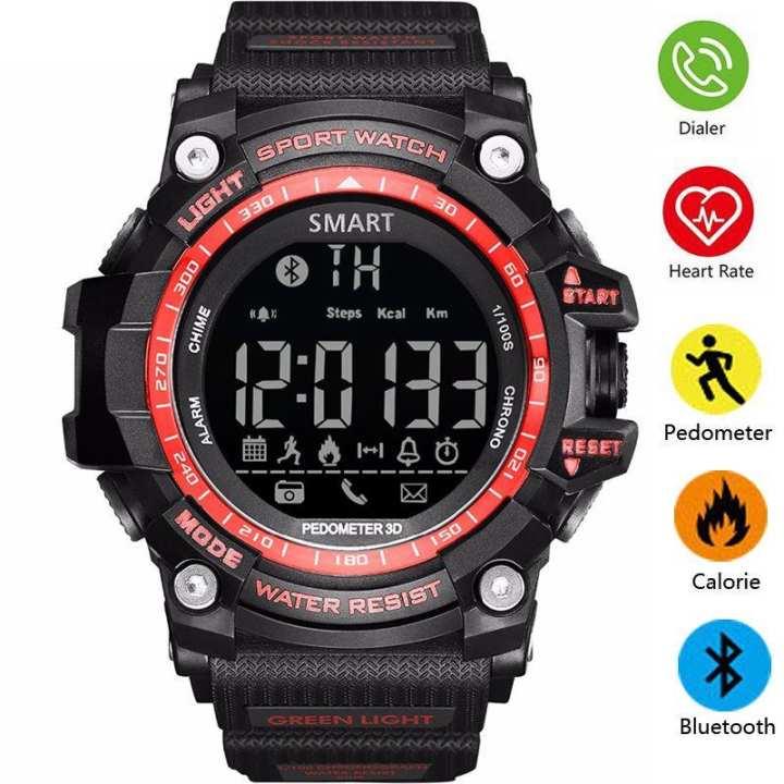 Smart Watch SK-1227 กีฬาสมาร์ทนาฬิกานาฬิกาบลูทูธ Pedometer ฟิตเนสติดตามเทคโนโลยี IP67 กันน้ำกล้องระยะไกลอุปกรณ์แอนดรอยด์และสมาร์ทโฟนทางเลือกที่ดีที่สุดชายและชายสีดำ BB0055