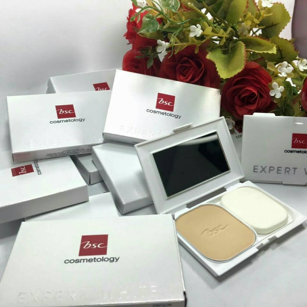 Bsc Expert White Powder Foundation SPF 25 PA+++ ขนาด 5.5 g. ตลับขาว สี C2 (ขนาดครึงนึงของไซส์จริง)