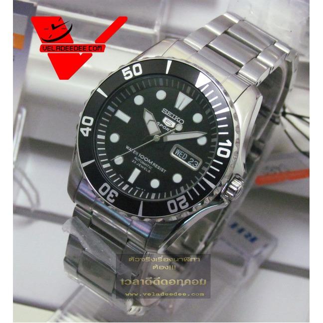 Seiko 5 Sport Automatic นาฬิกาข้อมือผู้ชาย สายสแตนเลส รุ่น SNZF15K1 - สีน้ำเงิน/แดง