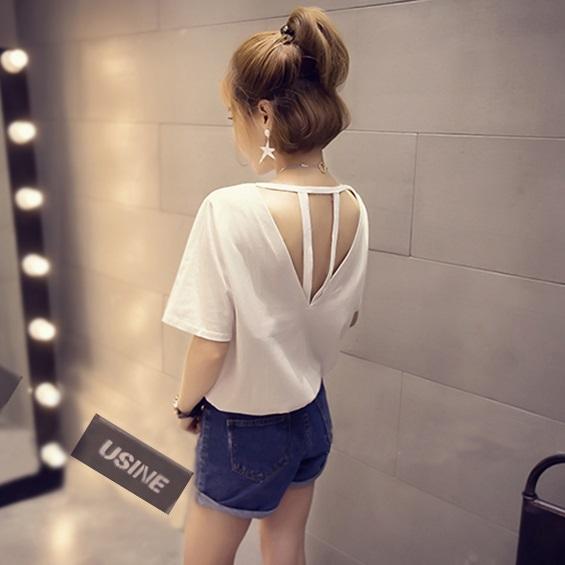 Tucky&Jiang เสื้อแฟชั่น คอกลม แขนสั้น เปิดหลัง sexy 3118 Tucky&Jiang เสื้อแฟชั่น คอกลม แขนสั้น เปิดหลัง sexy 3118