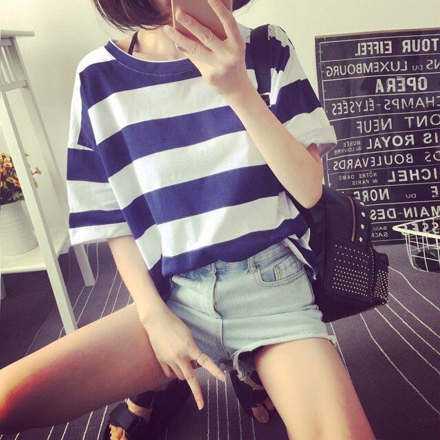 one step เสื้อยืดคอกลม แขนสั้น แฟชั่นสกรีนลายด้านหน้า (สีเหลืองสีน้ำเงิน) รุ่น 705