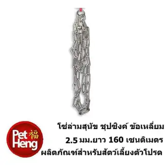 Petheng โซ่ล่ามสำหรับสุนัข ชุปซิงค์ ข้อเหลี่ยม 2.5 มม.ยาว 160 เซนติเมตร
