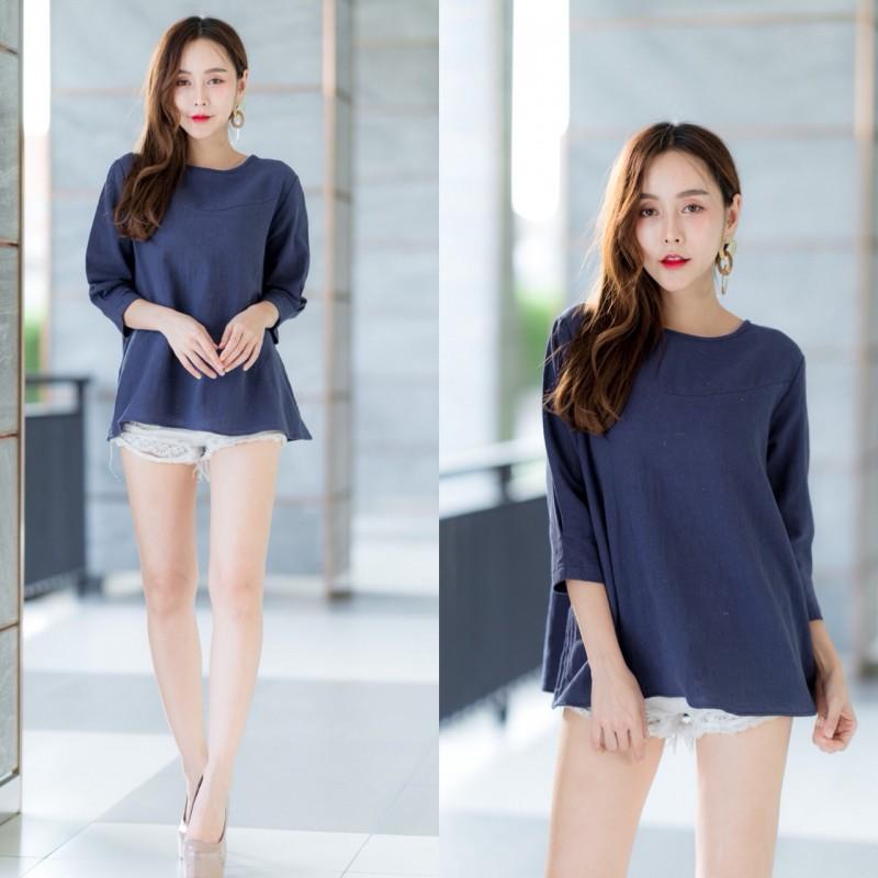 Fashion on art เสื้อแฟชั่นผู้หญิงผ้าลินินสีเหลือง เขียว กรมท่า และสีครีม พร้อมส่งไซส์ L ,XL