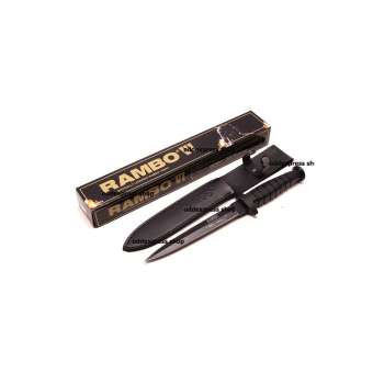 120-Rambo VI มีดโบวี่แรมโบ้ 6 ทรงมีดปลายแหลมสีดำ ขนาดพอเหมาะ พร้อมซองมีดหนังสีดำ