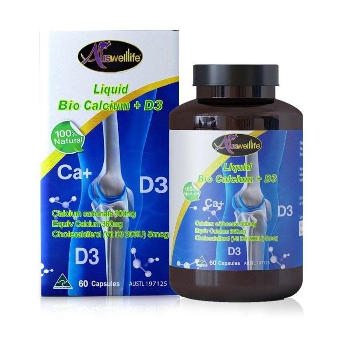 Auswelllife Liquid Calcium Plus Vitamin D3 100% Natural ออสเวลไลฟ์ ลิควิด แคลเซียม พลัส วิตามิน ดี3 (60 แคปซูล ทานได้ 2 เดือน)