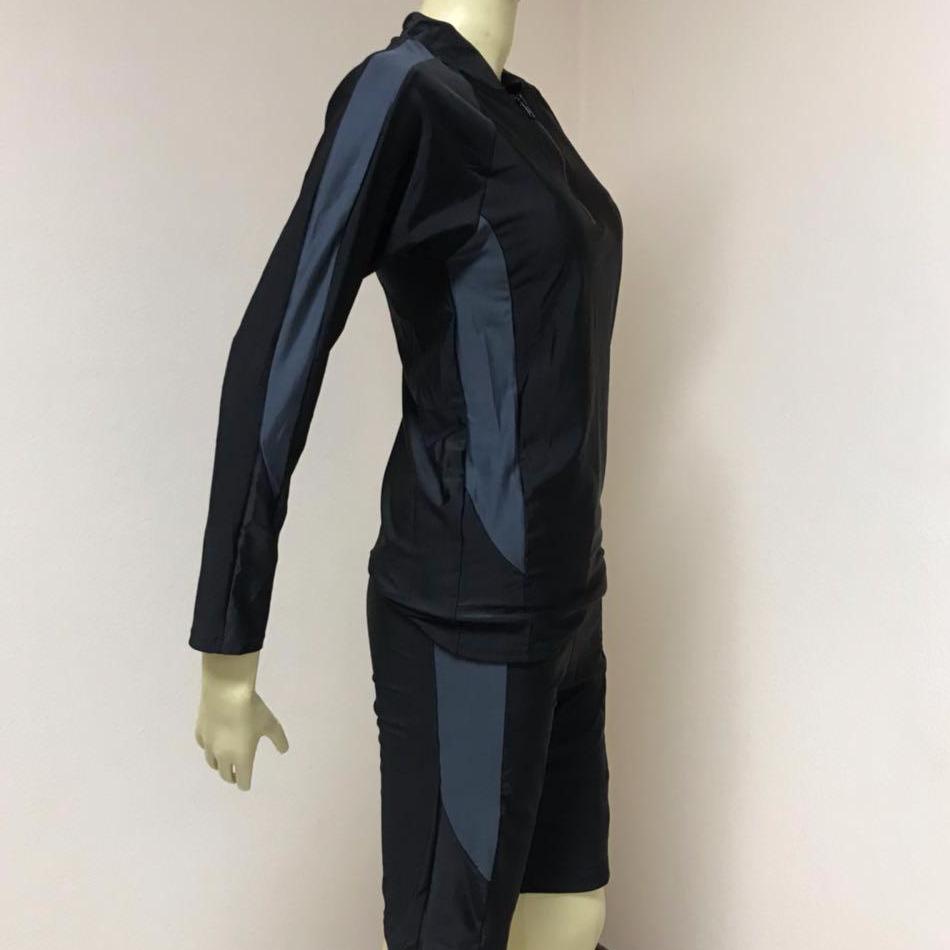 camatoชุดว่ายน้ำผู้หญิง ทูพีชแขนยาว ขาสั้น5ส่วน