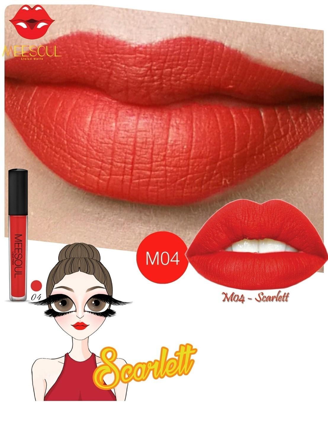 ลิปสติก Meesoul สูตรน้ำ M04 Scarlett ลิปสติก Meesoul สูตรน้ำ M04 Scarlett