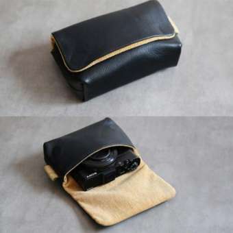 กระเป๋ากล้อง หนังแท้ Ricoh GR GR2 FujiX70 Case Cover Bag สีดำ