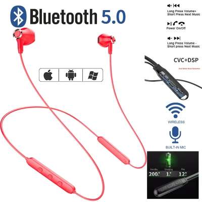 BEST หูฟังบลูทูธไร้สาย Bluetooth V5.0 Earphone คุณภาพเสียงดีเยี่ยม หูฟังบลูทูธสเตอริโอ In-Ear Headphone Wireless Stereo Earbuds Sport Neckband Bluetooth Headset หูฟังที่รองรับรายละเอียดเสียงได้ดีที่สุด (2)