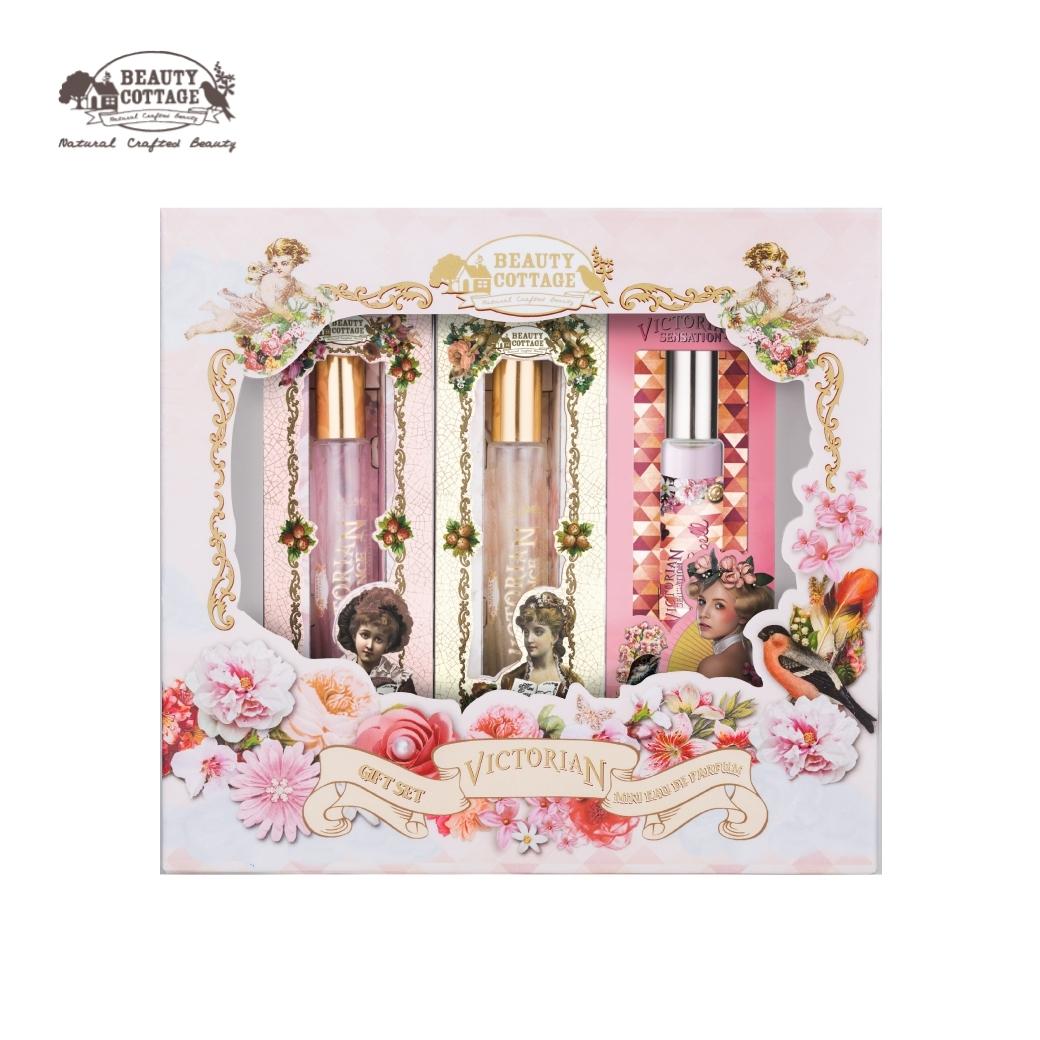 (GIFT SET 3 ชิ้น) BEAUTY COTTAGE VICTORIAN MINI EAU DE PARFUM (MEMORIES OF LOVE ,LOVE NOSTALGIA,SENSATION LUNA DESIRE) (9ML / 1PCS.)