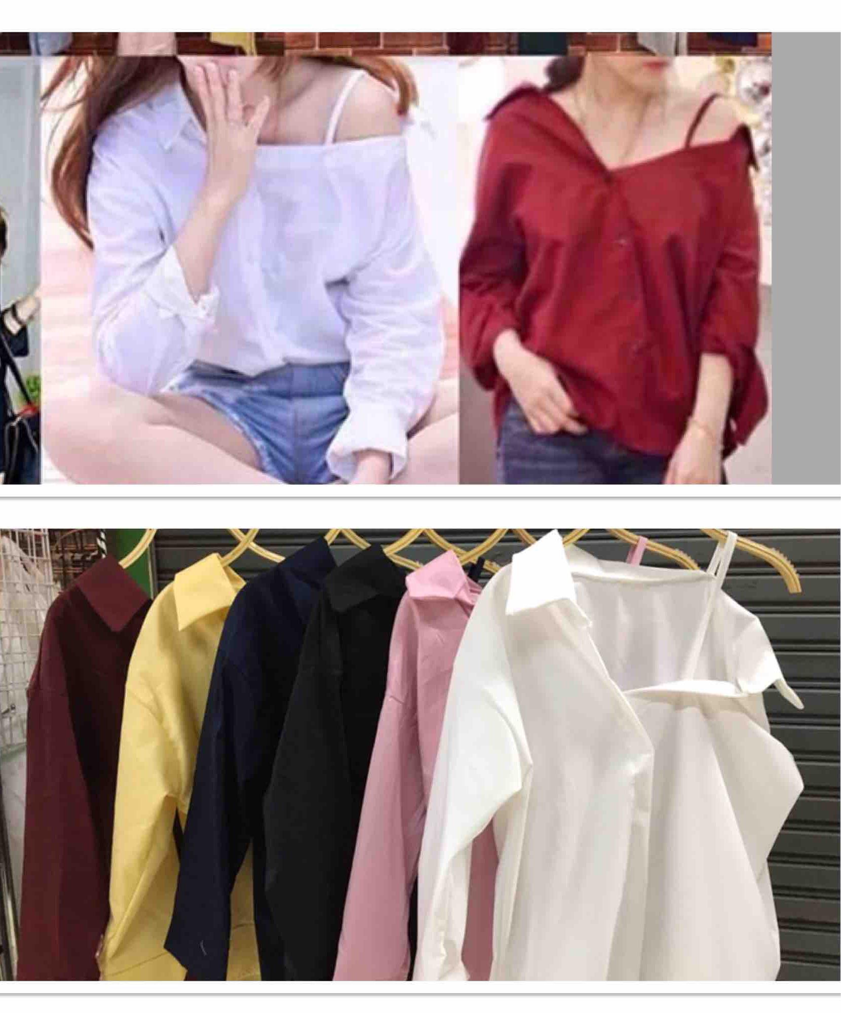 เสื้อแฟชั่นคอกปกเปิดข้างเดียว