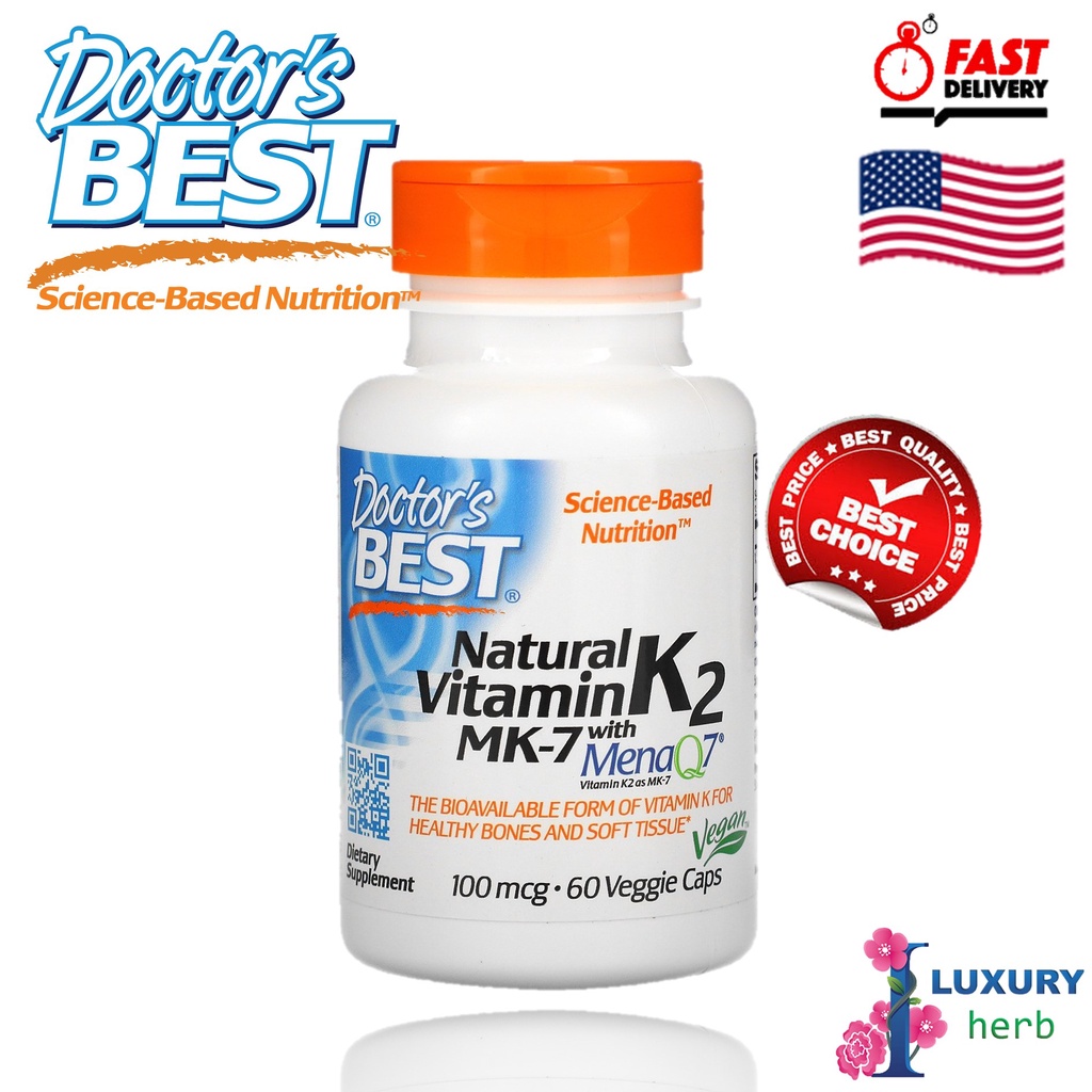 Free DOCTOR S Best Natural Vitamin K2 MK 7 With MenaQ7 100 MCG 60