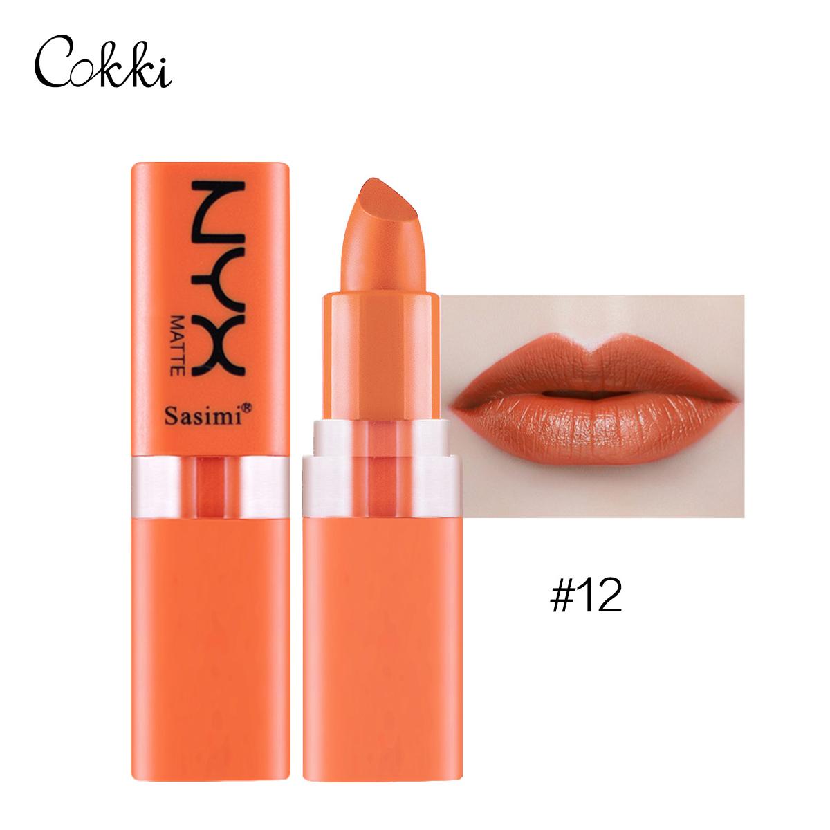 Sasimi S1034 สีถั่วแดง สีฟักทอง สีส้ม สีติดทน ลิปสติกสีแมต Moisturizering Matte Lipstick For Lips Waterproof Long Lasting Nourishing Lipstick-CokkiCosmetic Sasimi S1034 สีถั่วแดง สีฟักทอง สีส้ม สีติดทน ลิปสติกสีแมต Moisturizering Matte Lipstick For Lips Waterproof Long Lasting Nourishing Lipstick-CokkiCosmetic