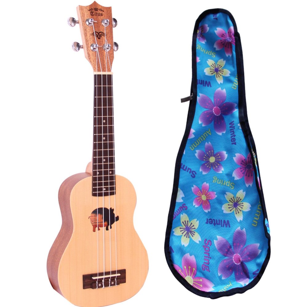 TITUS ukulele อูคูเลเล่ รุ่น UK21 (Piglet) พร้อมกระเป๋า017-8016-UK Bag-21-FW อูคูเลเล่ กีต้าร์ เครื่องดนตรี