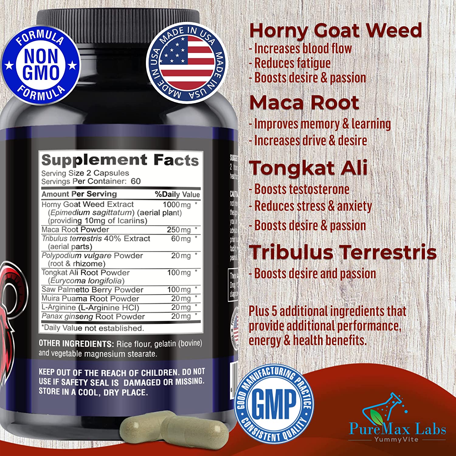 ของแท นำเขาตางประเทศ Horny Goat Weed Extra Strength ม MACA L