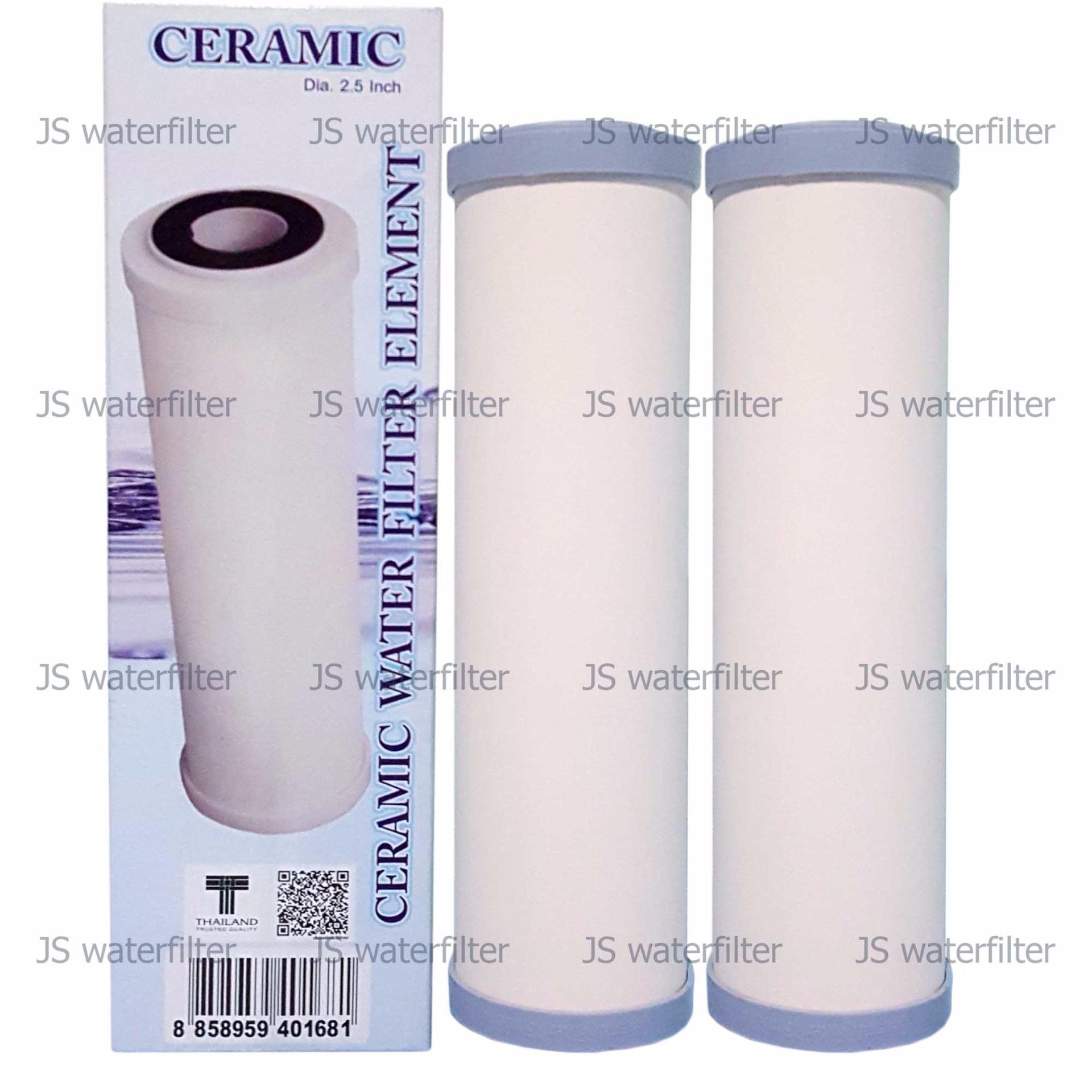 Colandas Aquatek ไส้กรองน้ำ เครื่องกรองน้ำ 3 หรือ 5 ขั้นตอน เซรามิก อ้วน 10 นิ้ว กว้าง 2.5 นิ้ว กรองละเอียด 0.3 ไมครอน 2 ชิ้น