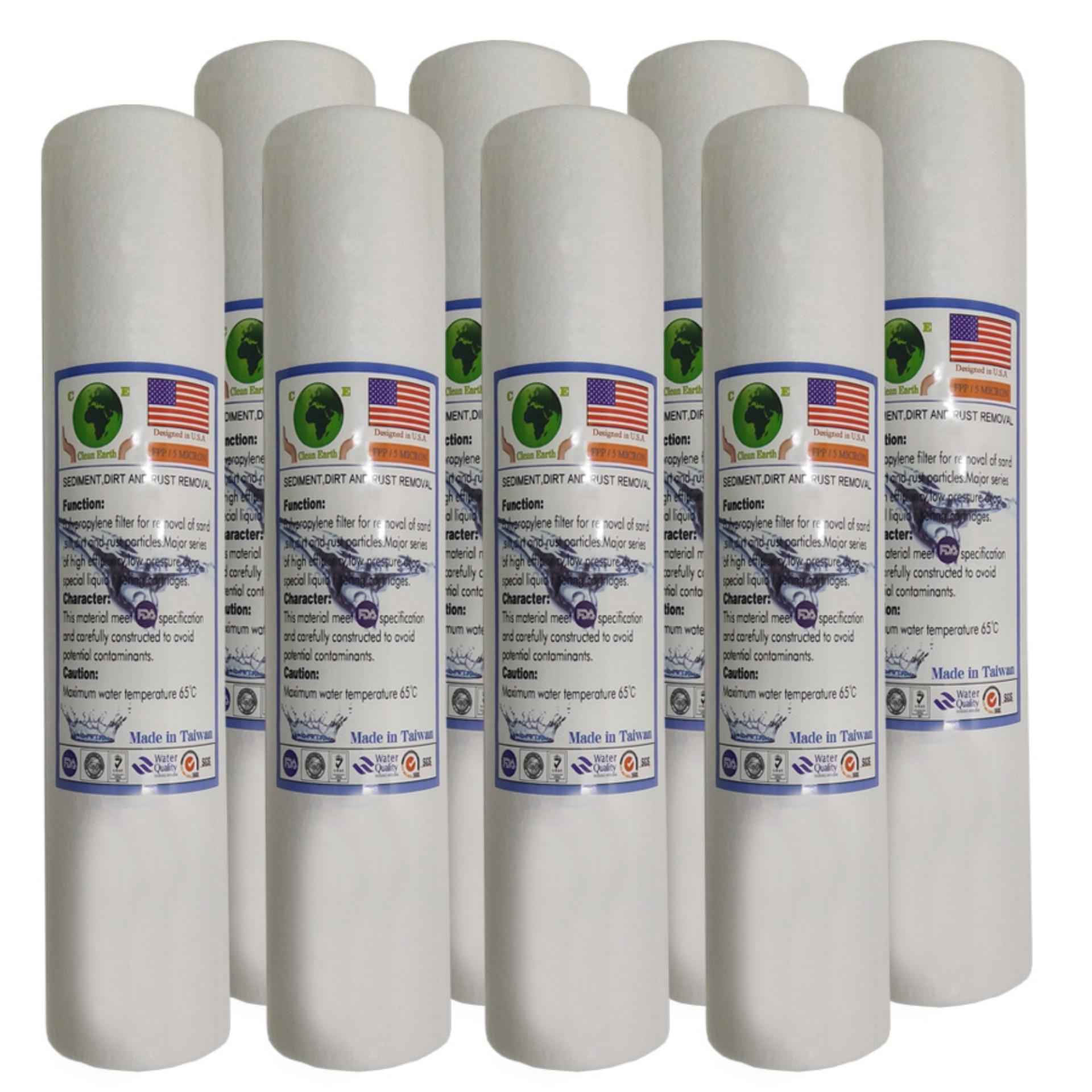PP ไส้กรองน้ำ พี พี ขนาด 10 นิ้ว Clean Earth 5 Micron จำนวน 8 ชิ้น