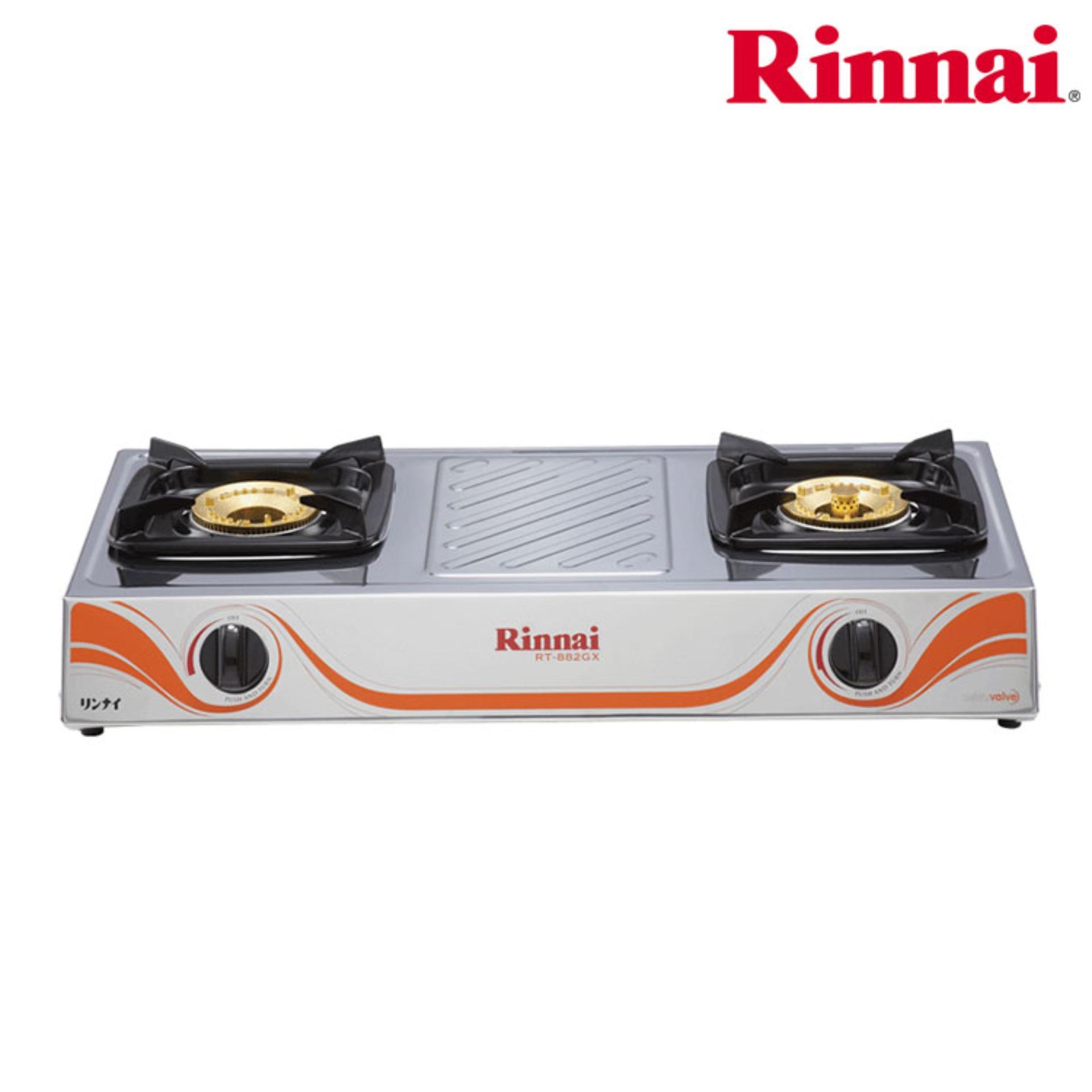 Rinnai เตาแก๊สตั้งโต๊ะ หัวทองเหลือง 2 หัว สแตนเลส RT-882GX