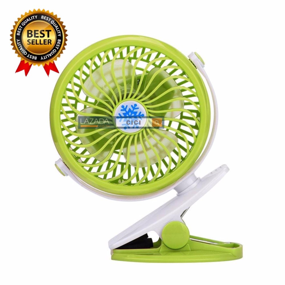 SEVEN SHOP USB Clip Fan พัดลมหนีบ ขอบประตู/รถเข็นเด็ก ชาร์จได้/ใส่ถ่านได้ ปรับหมุนได้ 360 องศา