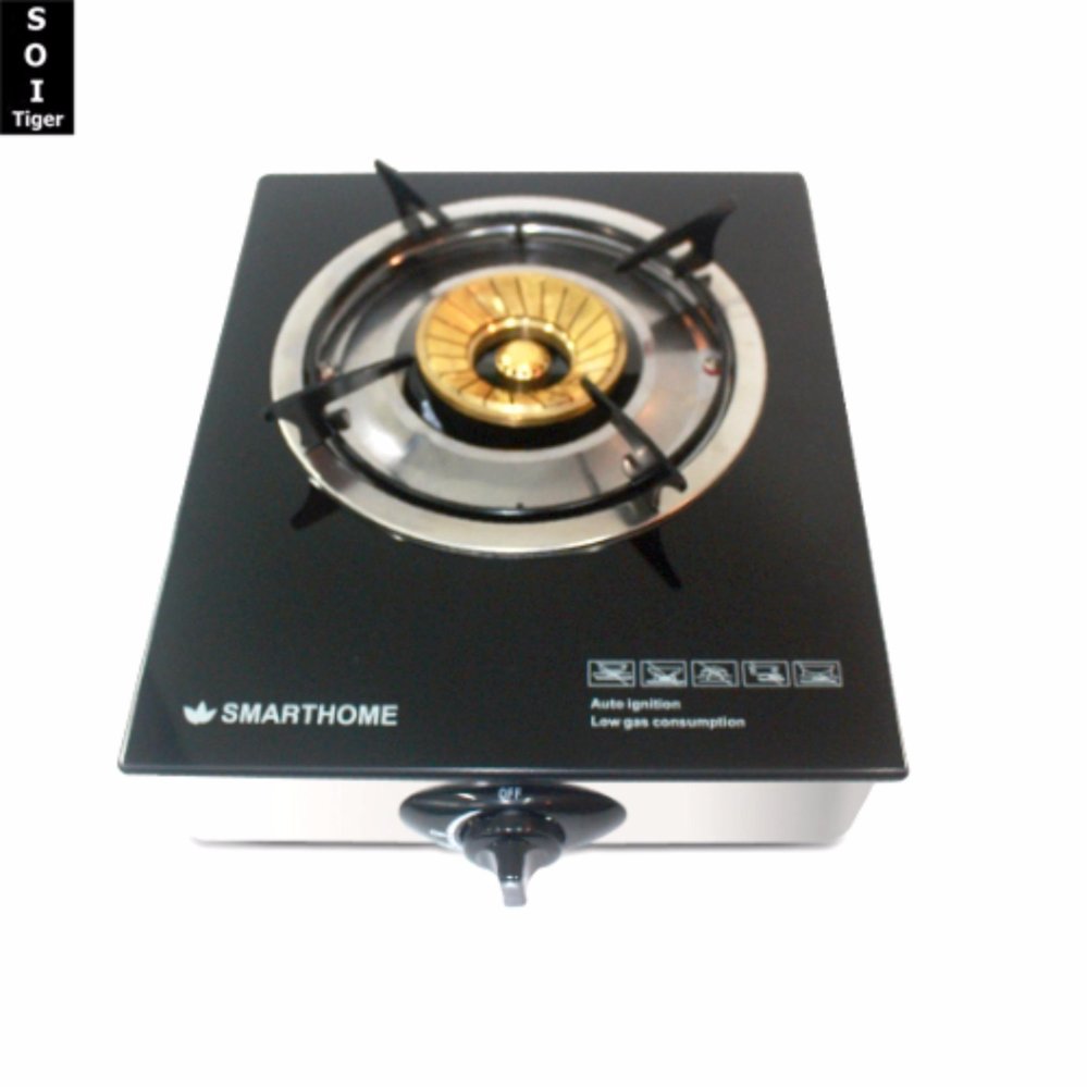 SMARTH HOME เตาแก๊ส เตาแก๊สกระจก หัวเดี่ยว หัวทองเหลือง