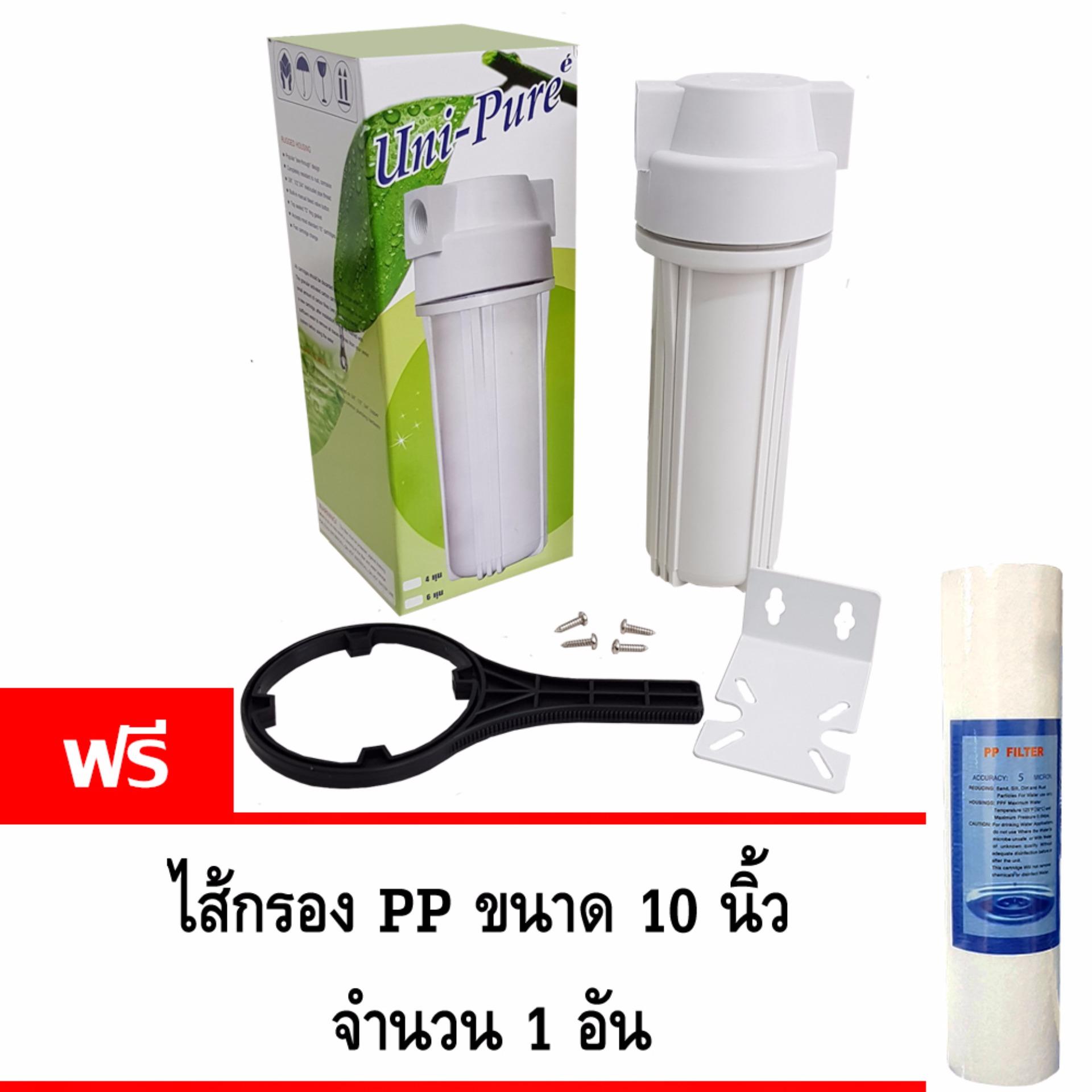 UniPure เครื่องกรองน้ำ 1 ขั้นตอน กระบอกสีขาว ท่อ 4 หุน 1/2"