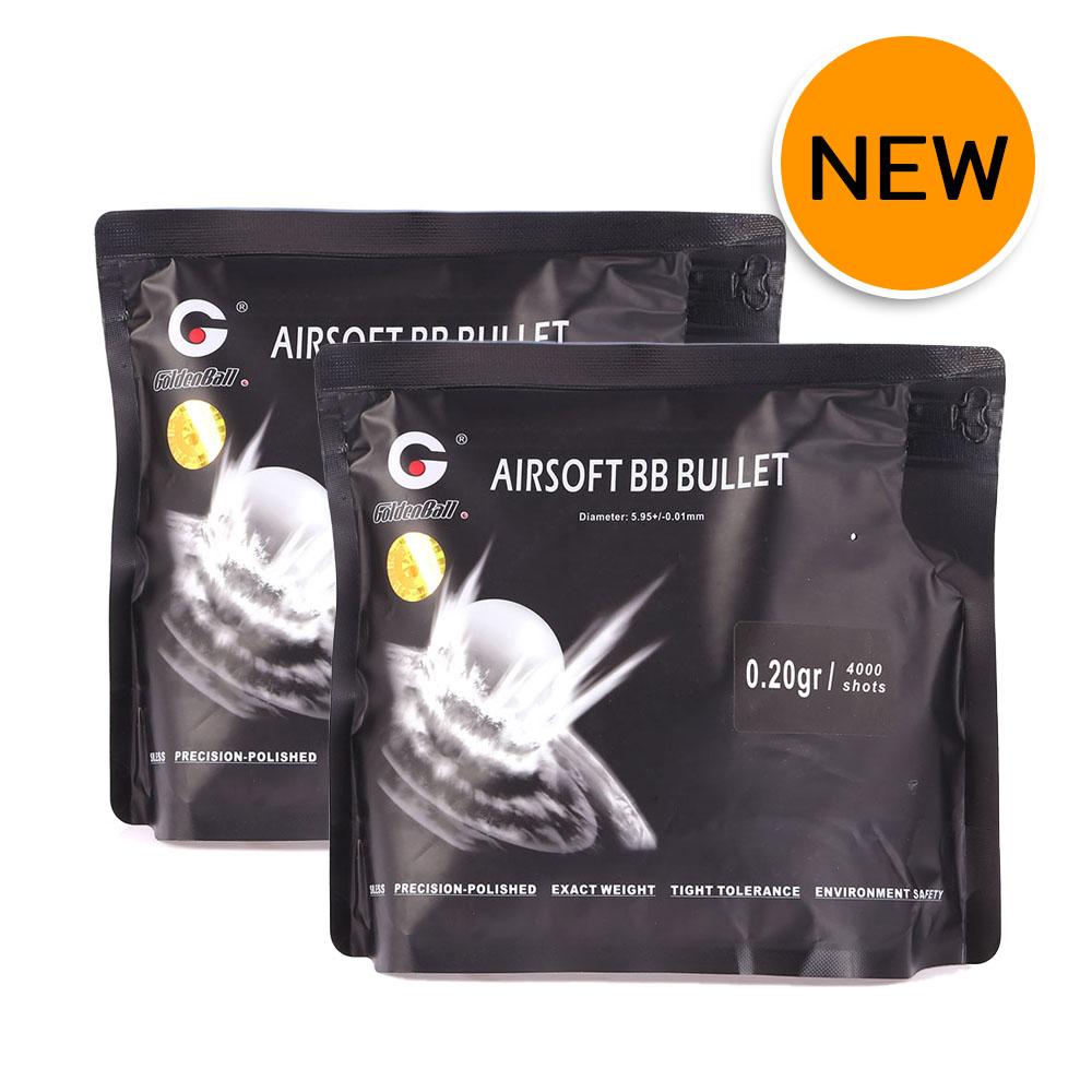 แพ็ค 2 ถุง ใหม่! ลูกกระสุนบีบีกัน 0.20g GoldenBall 4000 นัด NEW ซองซิป สีดำ