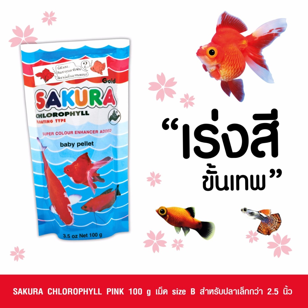 อาหารปลา ซากุระ คลอโรฟิลด์ พิงค์ 100กรัม (เม็ดจิ๋ว) อาหารปลา ซากุระ คลอโรฟิลด์ พิงค์ 100กรัม (เม็ดจิ๋ว)