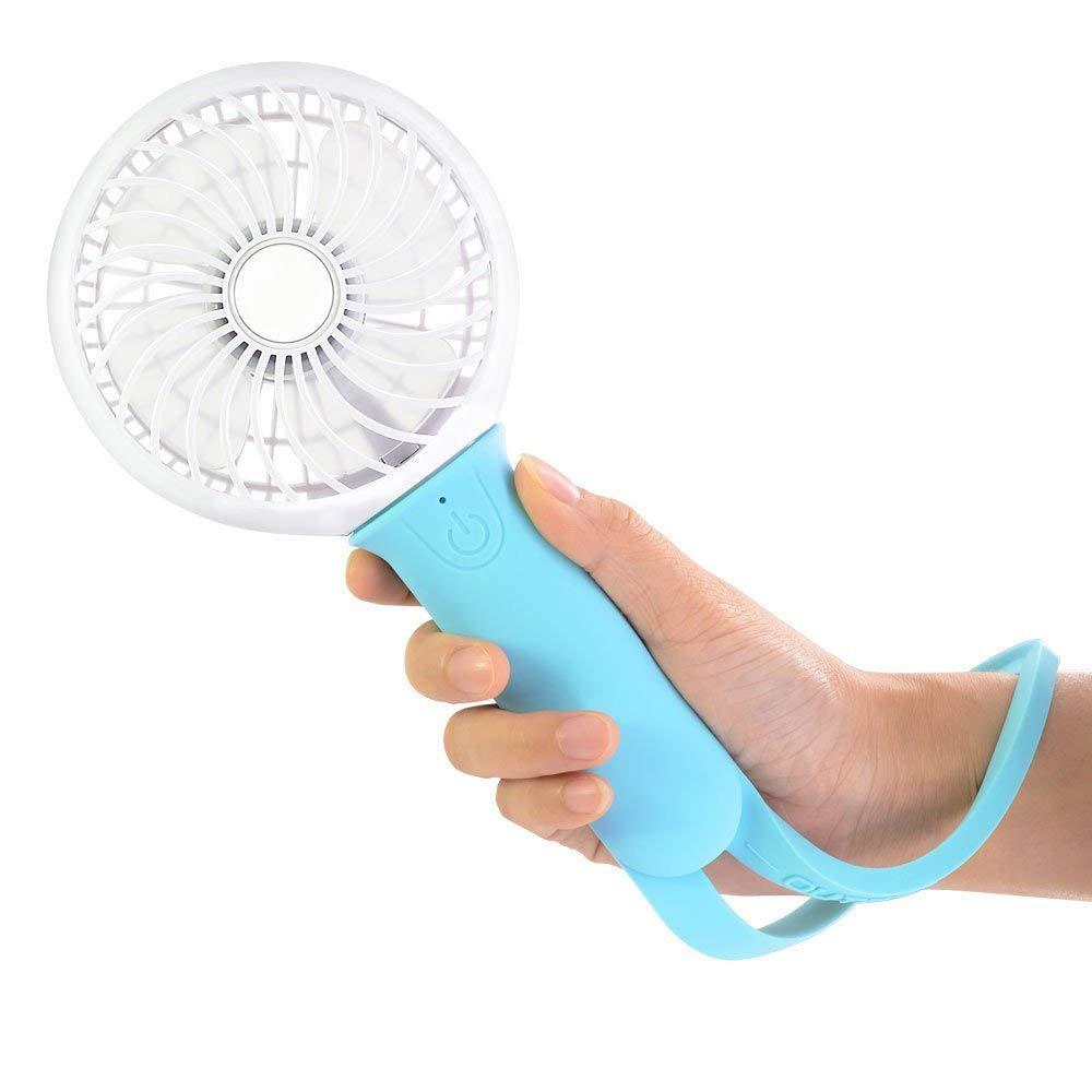 Hand Held Fan Portable Fan, Battery Operated Fan & Mini Fan With Led Light, Silicone, 3 Speeds Operation For Women, Outdoor Camping Travel(Blue) Hand Held Fan Portable Fan, Battery Operated Fan & Mini Fan With Led Light, Silicone, 3 Speeds Operation For Women, Outdoor Camping Travel(Blue)