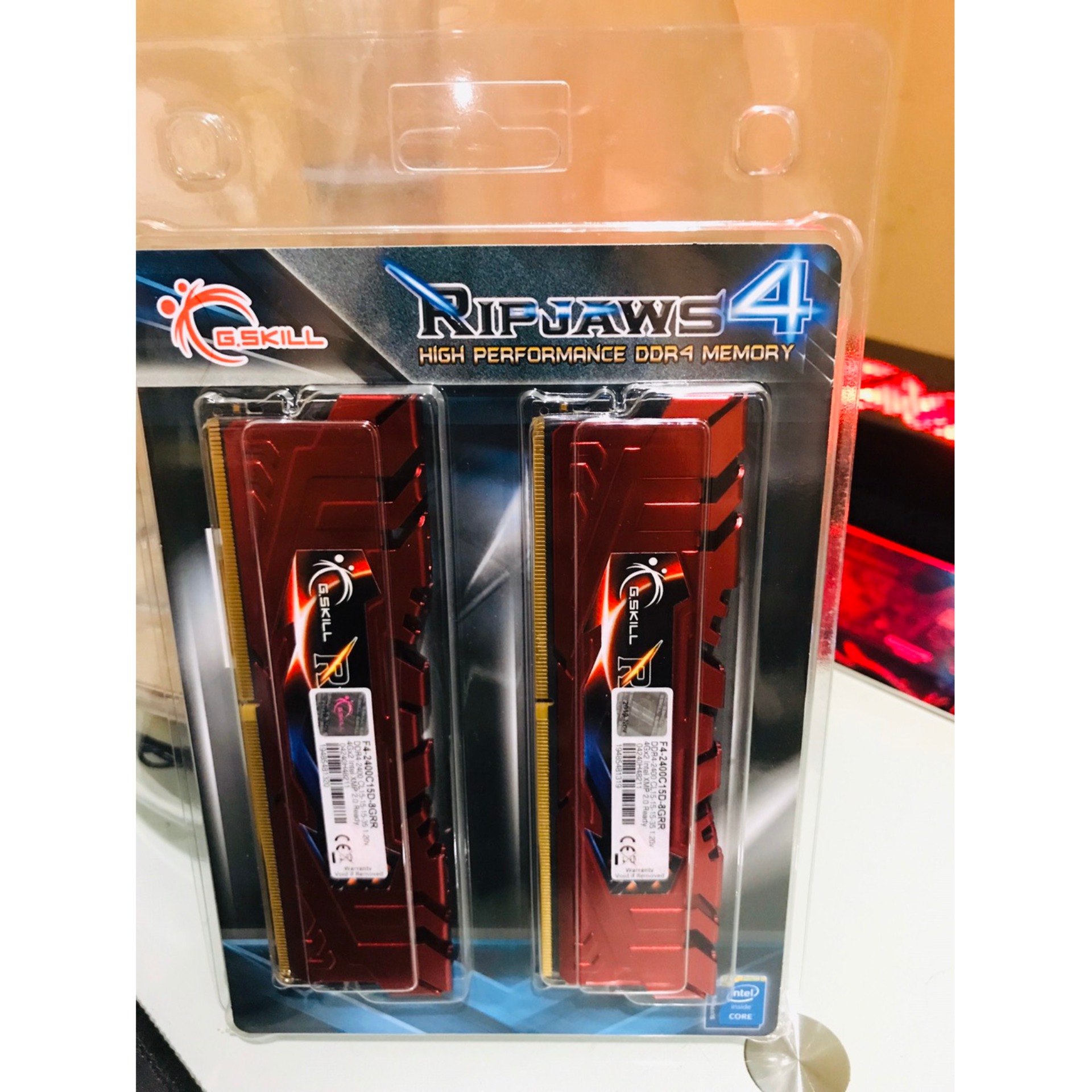 8GB 4GBx2 DDR4 2400 RAM PC แรมพซ G SKILL RIPJAWS 4 RED F4