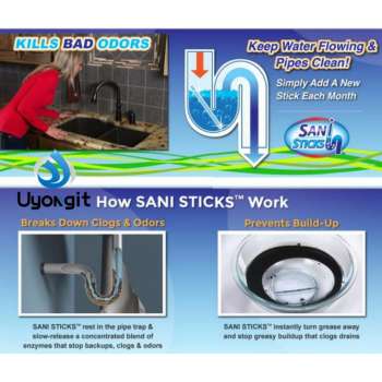 รีวิว Sani Sticks อุปกรณ์แก้ท่ออุดตัน แท่งทำความสะอาดท่อน้ำ ได้อย่างง่าย แท่งทำความสะอาดท่อน้ำ แก้ปัญหาท่อน้ำที่อุดตันจากอินทรีย์สาร เช่น เศษอาหาร กากสบู่ กระดาษชำระ ไขมัน และสิ่งสกปรกต่างๆ รีวิว