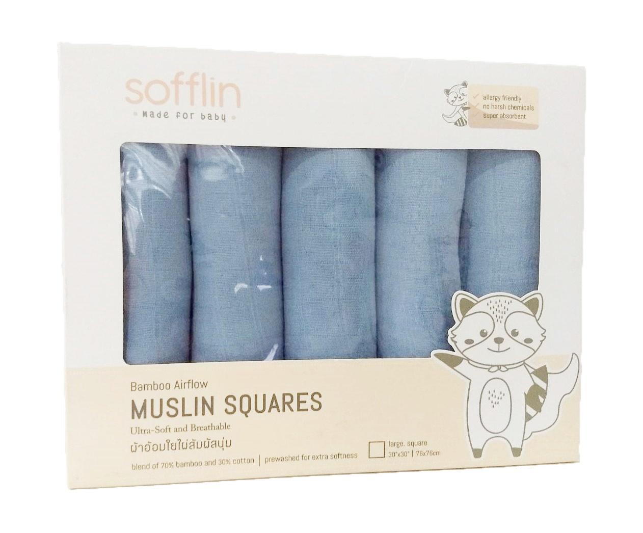 Sofflin ผ้าอ้อมมัสลินใยไผ่ 30 นิ้ว (แพ็ค 5 ชิ้น) Sofflin ผ้าอ้อมมัสลินใยไผ่ 30 นิ้ว (แพ็ค 5 ชิ้น)