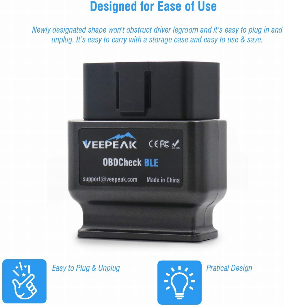 Veepeak OBDCheck BLE OBD2 Bluetooth Scanner Auto OBD II Diagnostic Scan