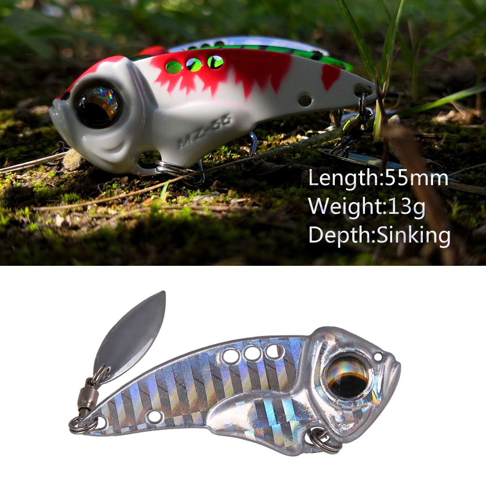 7g 11g 15g Vibration Sequin Rotate Spoon Metal Wobblers Crankbaits