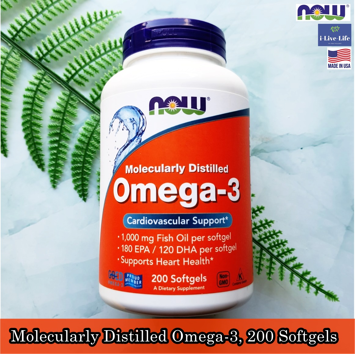 โอเมกา 3 Molecularly Distilled Omega 3 200 Softgels Now Foods