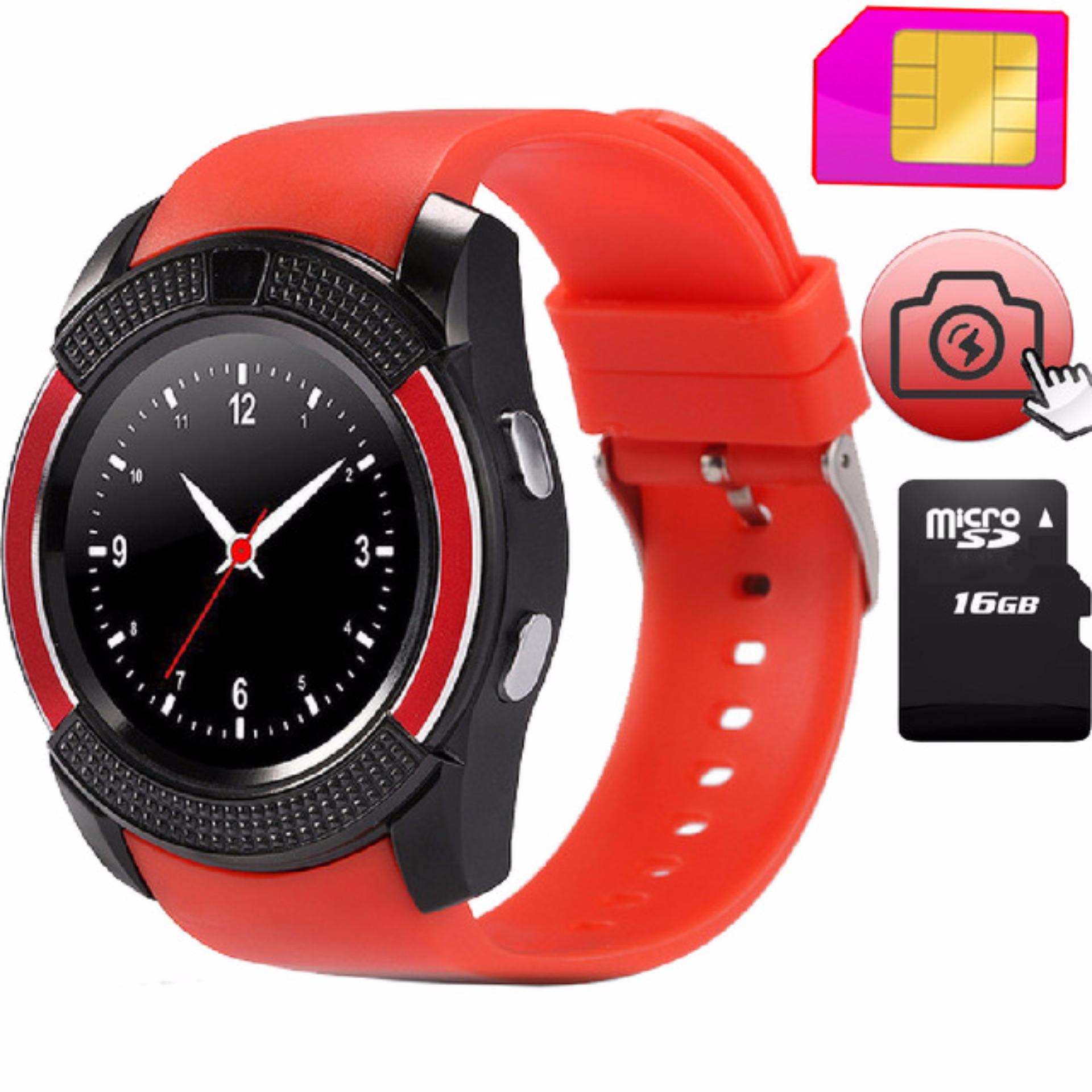 อันดับ 1 สุดยอดนาฬิกาสมาร์ทวอช Hybrid Plus + Smart Watch Clock With Sim TF Card Slot Bluetooth for Android and iOS มาพร้อมประกันศูนย์ไทย - สีแดง