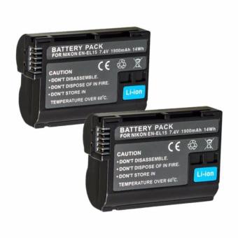 (แพ็คคู่2ชิ้น) แบตเตอรี่กล้อง รหัสแบต EN-EL15,ENEL15 1900mAh แบตกล้องนิคอน nikon for Nikon D7000,D7100,D7200 Nikon1 V1 Nikon Battery(Black)