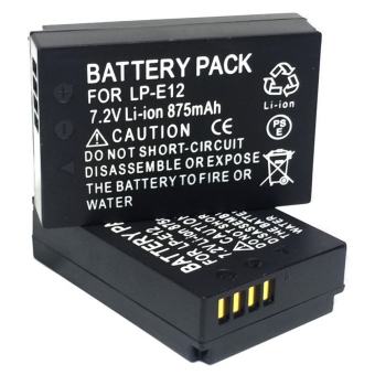 (แพ็คคู่2ชิ้น)แบตเตอรี่กล้อง รหัสแบต LP-E12,LPE12 875mAh แบตกล้องแคนนอนcanon for Canon EOS 100D,EOS M,EOS M2,EOS M10 Canon Battery(Black)
