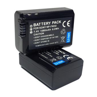(แพ็คคู่2ชิ้น) แบตเตอรี่กล้อง รหัสแบต NP-FW50,NPFW50 1080mAh แบตกล้องโซนี่ sony for Sony Sony NEX-3 NEX-5 NEX-5N NEX-5T SLT A7 A33 A35 A37 A55 A3000 A5000 A5100 A6000 A6300 QX1 RX10(Black)BY LUCYYY