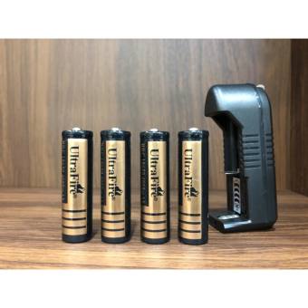65Smarttools ถ่านชาร์ต แบตลิเทียม ถ่านชาร์จ 18650 3.7V 4000 mAh - สีทอง (4 ก้อน ) + ที่ชาร์จแบต