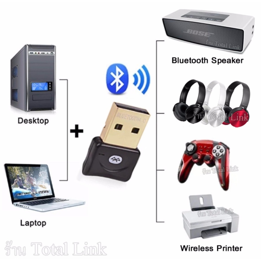 ตัวรับ / ตัวส่ง สัญญาณ Bluetooth (สีดำ) จาก PC / Notebook ไปหาอุปกรณ์ใดๆที่มี Bluetooth ได้ (Bluetooth CSR 4.0 Dongle Adapter USB for PC / LAPTOP)