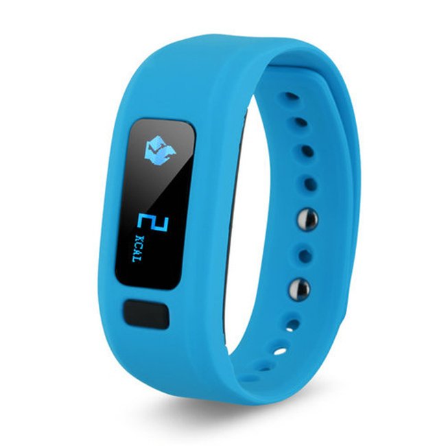 บลูทูธ smartband ตัวติดตามฟิตเนสสำหรับ iPhone IOS Android (สีฟ้า)