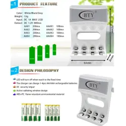 Bty Rechargeable Batteries Aa Mah Ni Mh And Aaa