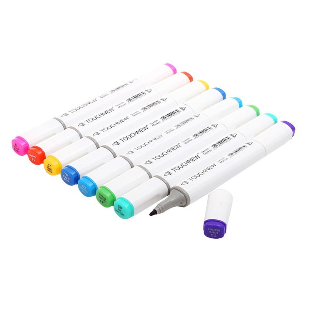 Fehiba 60 สีชุดสารพันสารพันชุดปากกาคู่เคล็ดลับ Sketch TWIN เครื่องหมายปากกาเน้นข้อความพร้อมกระเป๋าถือสำหรับระบายสีภาพวาดเน้นย้ำมังงงและออกแบบชุด 60 - นานาชาติ