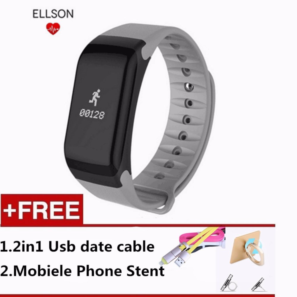 สายรัดข้อมือฟิตเนส F1 ตรวจสอบอัตราการเต้นของหัวใจแถบสมาร์ท Smartband เครื่องวัดความดันโลหิต Pedometer - นานาชาติ