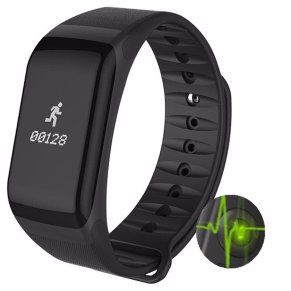 ฟิตเนสติดตามสายรัดข้อมือตรวจสอบอัตราการเต้นของหัวใจแถบสมาร์ท F1 Smartband เครื่องวัดความดันโลหิต Pedometer - สนามบินนานาชาติ -