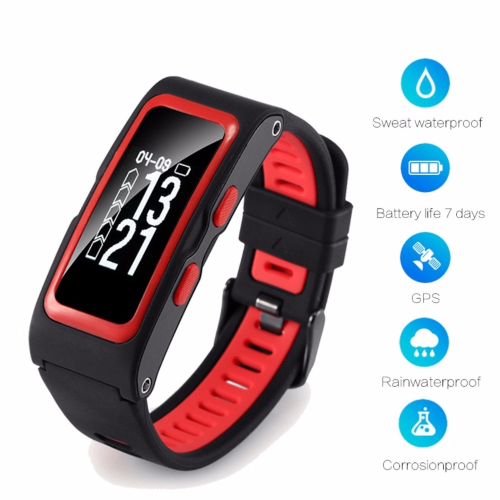สายรัดข้อมือสมาร์ท ตรวจสอบอัตราการเต้นหัวใจกิจกรรมฟิตเนส GPS รุ่น NEW T28 - สีแดง สายรัดข้อมือสมาร์ท ตรวจสอบอัตราการเต้นหัวใจกิจกรรมฟิตเนส GPS รุ่น NEW T28 - สีแดง